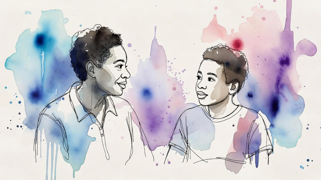 Teen turned away on a couch while parent sits nearby